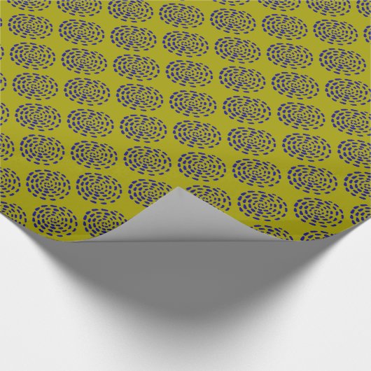 Papier Cadeau Motif indigo bleu foncé rayé sur vert (Coin)