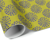 Papier Cadeau Motif indigo bleu foncé rayé sur vert (Coin rond)