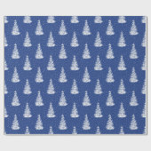 Papier Cadeau Motif Indigo couvert d'arbre couvert de neige dess (Plat)