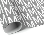 Papier Cadeau Motif initial monogramme gris moderne (Coin rond)