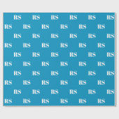 Papier Cadeau Motif initial personnalisé bleu clair moderne (Plat)