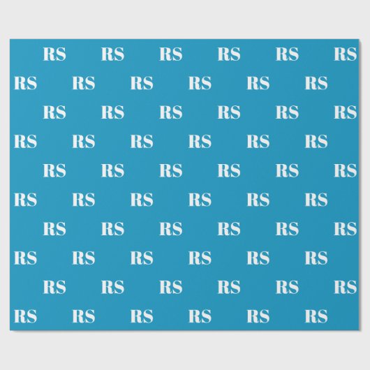 Papier Cadeau Motif initial personnalisé bleu clair moderne (Plat)