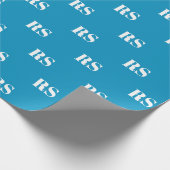 Papier Cadeau Motif initial personnalisé bleu clair moderne (Coin)