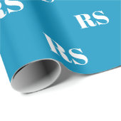 Papier Cadeau Motif initial personnalisé bleu clair moderne (Coin rond)