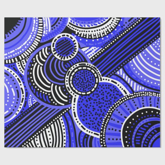 Papier Cadeau Motif inspiré par les tribus | Bleu, Noir, Blanc (Plat)