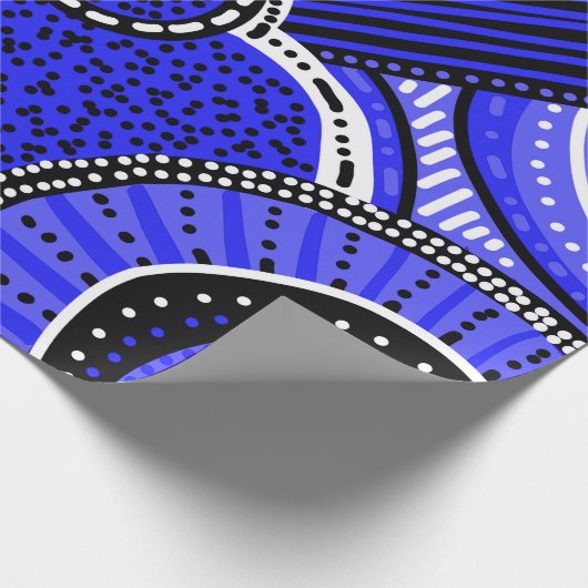 Papier Cadeau Motif inspiré par les tribus | Bleu, Noir, Blanc (Coin)