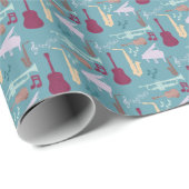 Papier Cadeau Motif Instruments de musique (Coin rond)