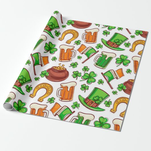 Papier Cadeau Motif irlandais amusant (Déroulé)