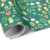 Papier Cadeau Motif irlandais mignon d'icône (Coin rond)