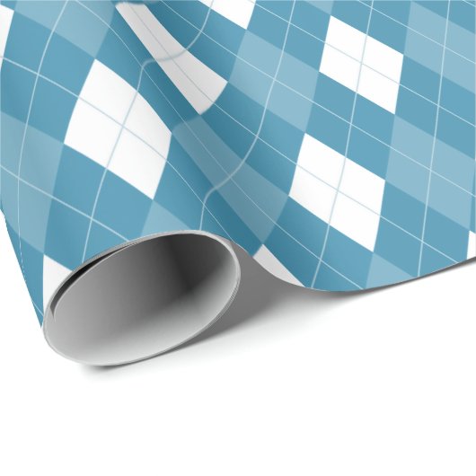 Papier Cadeau Motif Jacquard Diamant Bleu (Coin rond)