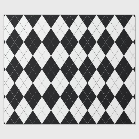 Papier Cadeau Motif Jacquard sans couture en noir et blanc. Géom (Plat)