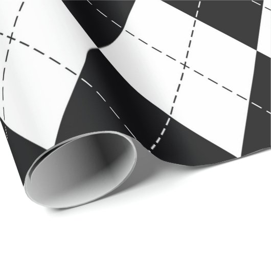 Papier Cadeau Motif Jacquard sans couture en noir et blanc. Géom (Coin rond)