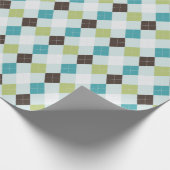 Papier Cadeau Motif Jacquard vert rétro et turquoise (Coin)