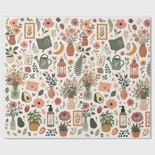 Papier Cadeau Motif Jardin Botanique Cosy & Esthétique Cottageco