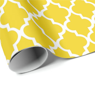 Papier Cadeau Motif jaune citron de tuiles de Quatrefoil