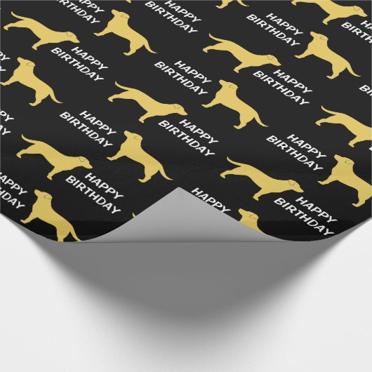 Papier Cadeau Motif jaune de silhouettes de labrador retriever (Coin)