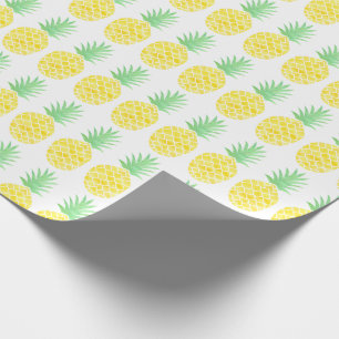 Papier Cadeau Motif jaune et vert lumineux d'ananas d'aquarelle