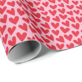 Papier Cadeau Motif joli cœur d'amour Rose Rouge Saint-Valentin (Coin rond)