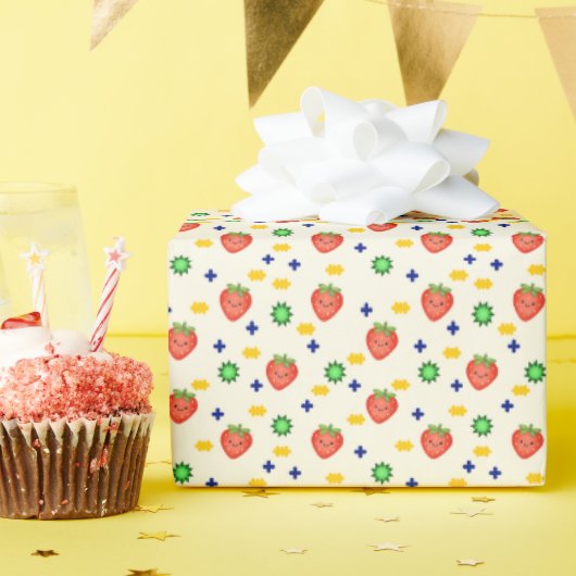 Papier Cadeau Motif joli de fraise (Fête d'anniversaire)