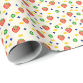 Papier Cadeau Motif joli de fraise (Coin rond)
