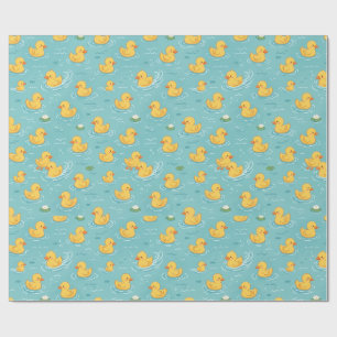 Papier Cadeau Motif joli de mare aux canards jaunes
