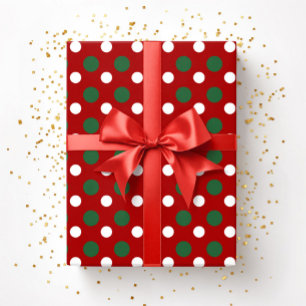 Papier Cadeau Motif jolis points rouges et verts de Noël