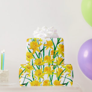 Papier Cadeau Motif jonquille jaune