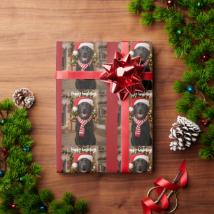 Papier Cadeau Motif Joyeuses Fêtes Empreinte de Patte de Labrado