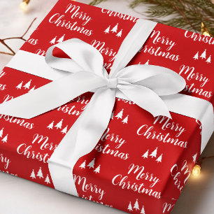 Papier Cadeau Motif joyeux Noël rouge