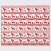 Papier Cadeau Motif juste rouge de chandail de Noël d'île (Plat)