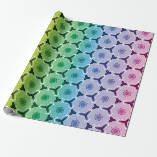 Papier Cadeau Motif kaléidoscope pastel arc-en-ciel (Déroulé)