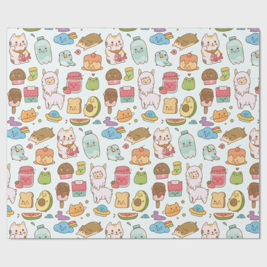 Papier Cadeau Motif Kawaii (Plat)