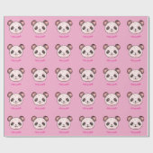 Papier Cadeau Motif Kawaii Panda En rose (Plat)