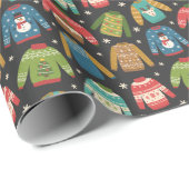 Papier Cadeau Motif laid de vacances de chandail (Coin rond)