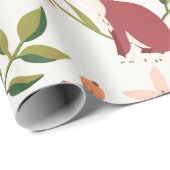 Papier Cadeau Motif lapin mignon, jouant et coloré (Coin rond)