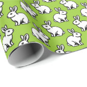 Papier Cadeau Motif lapins - Noir et Blanc avec Grn Martien (Coin rond)