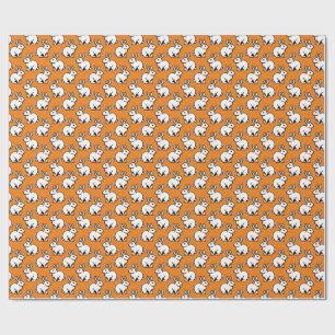 Papier Cadeau Motif lapins - noir et blanc avec orange