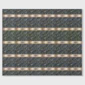 Papier Cadeau Motif léopard bleu or monogramme (Plat)