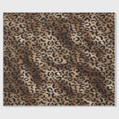 Papier Cadeau Motif Léopard Chic Bronze Noir Monogramme (Plat)