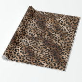 Papier Cadeau Motif Léopard Chic Bronze Noir Monogramme (Déroulé)