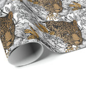 Papier Cadeau Motif Leopard & Peonies (Coin rond)