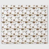 Papier Cadeau Motif Leopard Père Noël Purse Star en blanc (Plat)