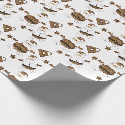 Papier Cadeau Motif Leopard Père Noël Purse Star en blanc (Coin)