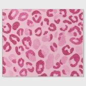 Papier Cadeau Motif léopard rose pailleté (Plat)