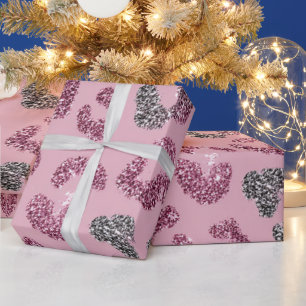 Papier Cadeau Motif léopard rose pailleté