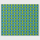 Papier Cadeau Motif Lien Rétro Moderne en Bleu et Vert (Plat)