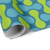 Papier Cadeau Motif Lien Rétro Moderne en Bleu et Vert (Coin rond)
