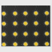 Papier Cadeau Motif lumineux rayonnant jaune brillant (Plat)
