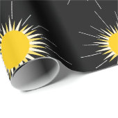 Papier Cadeau Motif lumineux rayonnant jaune brillant (Coin rond)