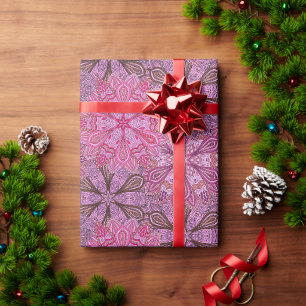 Papier Cadeau Motif mandala coloré rose et bleu